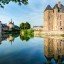 Castle on the lake in the Loire Valley in France